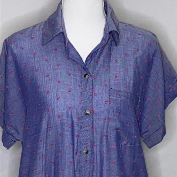 Sim & Sam Button Front Tie Short Sleeve Blouse - Picture 2 of 6